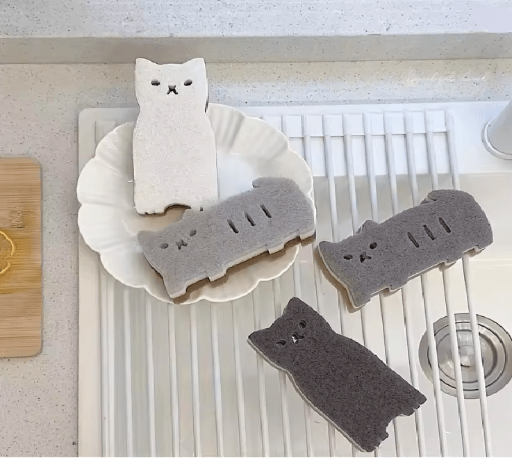 Cute Cat Kitchen Sponge Set