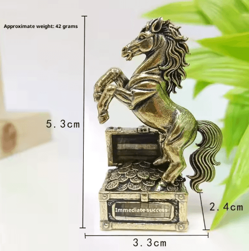 Brass Zodiac Horse Feng Shui Mini Statue for Home & Office Decor