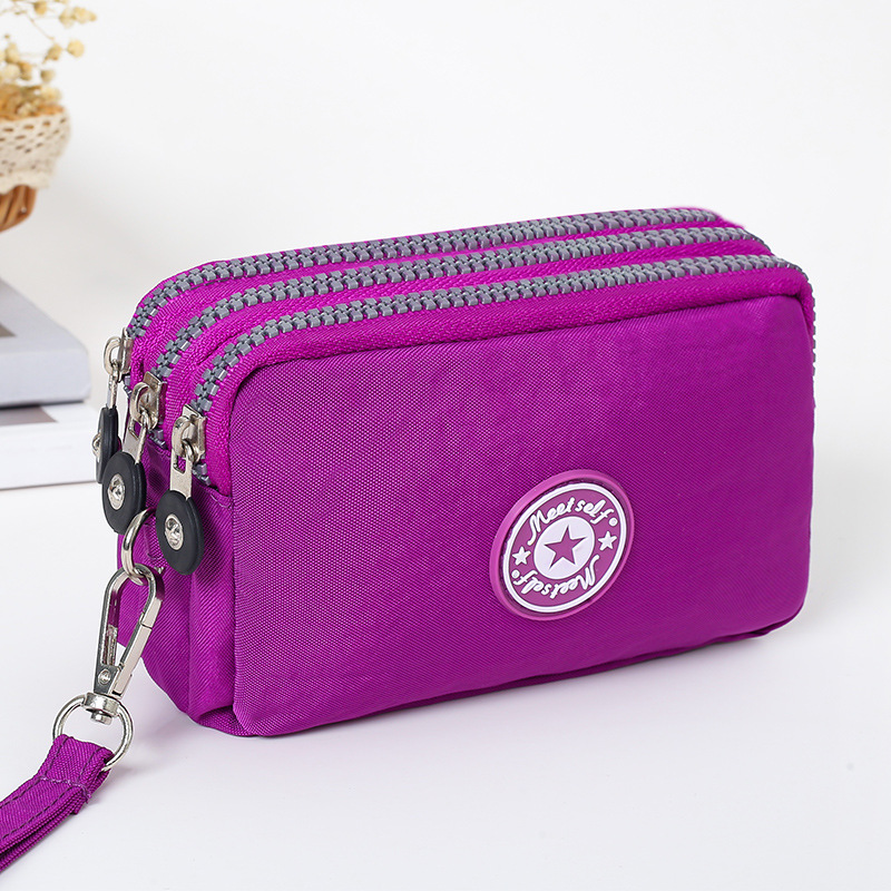 Women's handbag, Thickened three-layer long, Wrist mobile phone bag, Cute washable cloth, zipper pocket purse