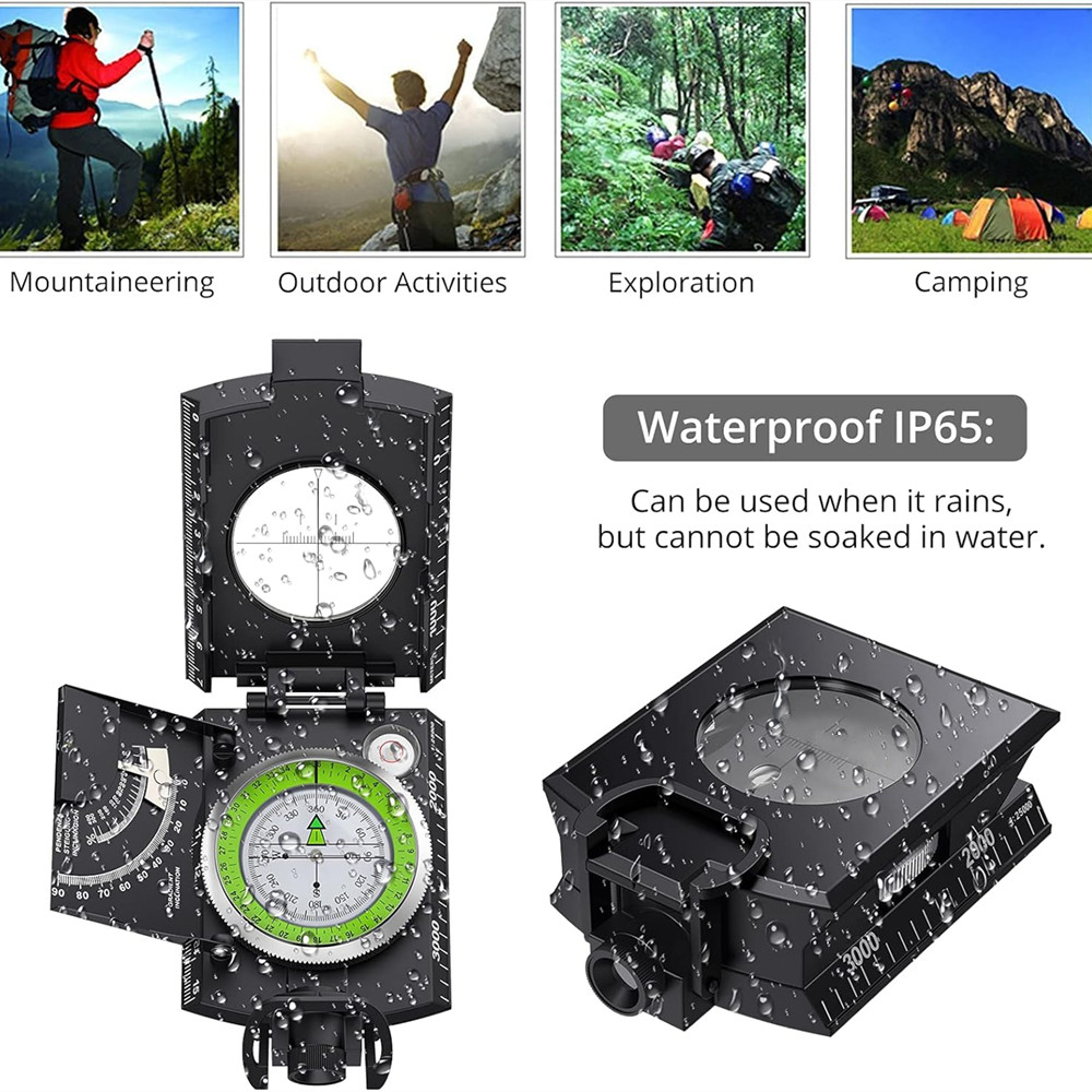 Waterproof Hiking Compass with Clinometer Pocket Survival Navigation Tool