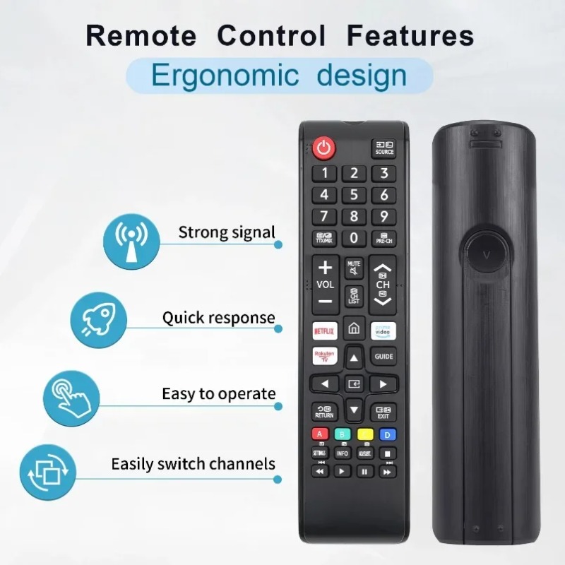 Universal Remote Control for Samsung Smart TV – Replacement for UHD, QLED, LED Models with Hulu, Netflix, and Prime