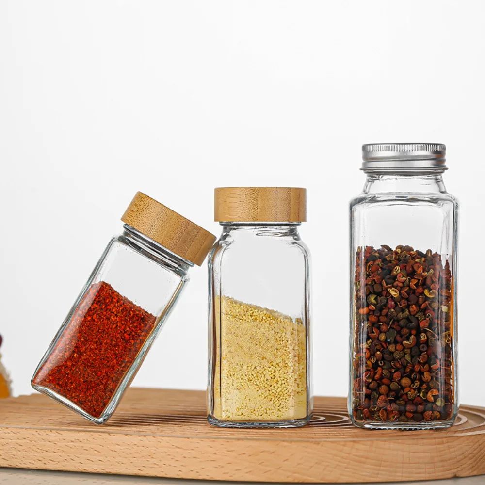 Airtight Spice Jar with Bamboo Lid 120ml Kitchen Container