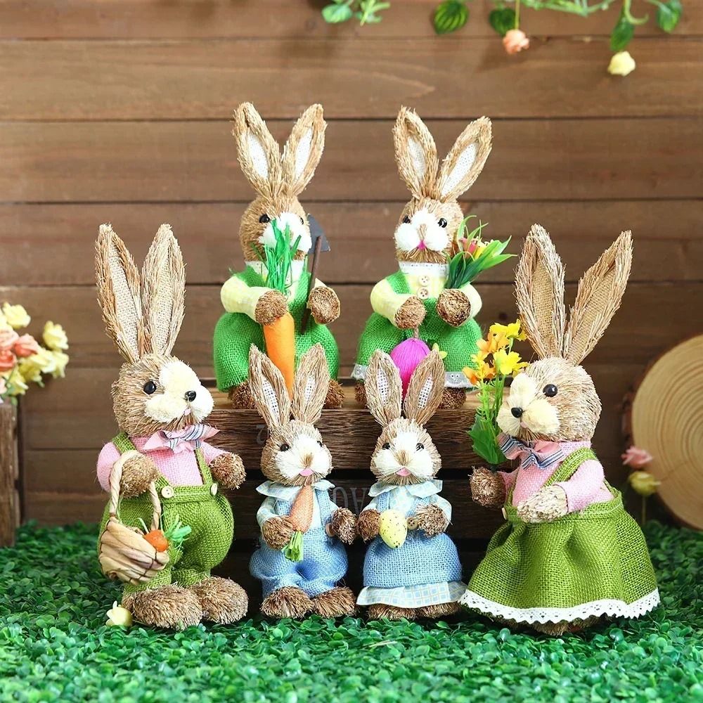 3D Handcrafted Cattail Easter Bunny | Eco-Friendly Woven Holiday Figurine