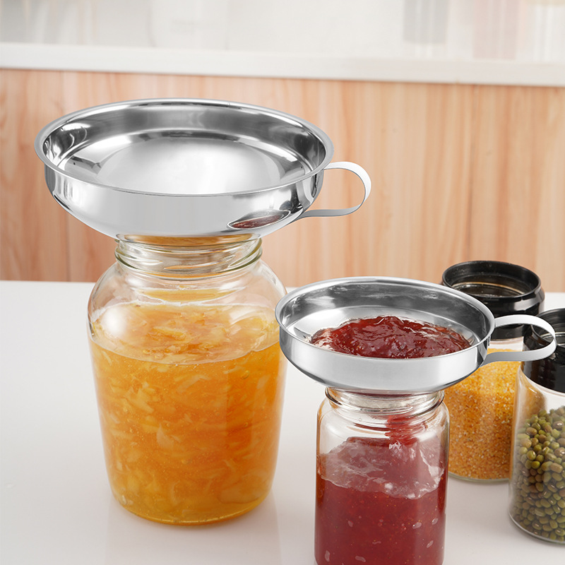 Wide Mouth Stainless Steel Funnel for Canning Jam Dressing Oil Wine Water Spices Filter for Jar Canning Cup