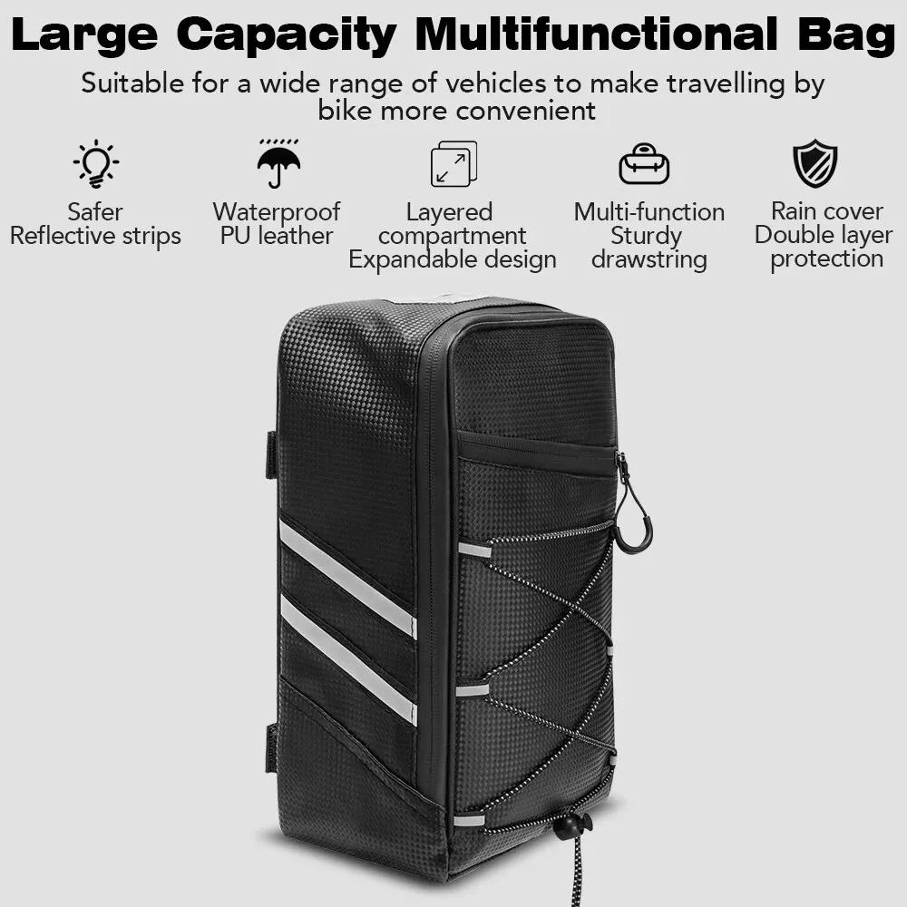 Waterproof Bicycle Rear Seat Bag with Large Capacity and Rain Cover