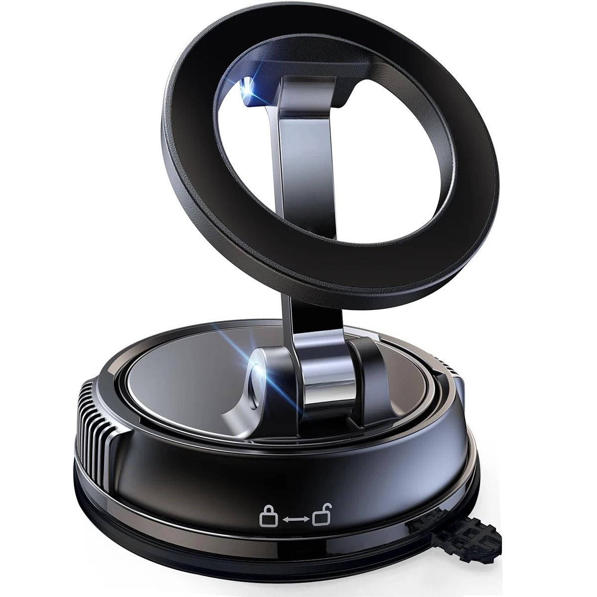 Upgraded Aluminum Alloy Vacuum Magnetic Car Phone Holder With 360 Degree Rotation And Foldable Design