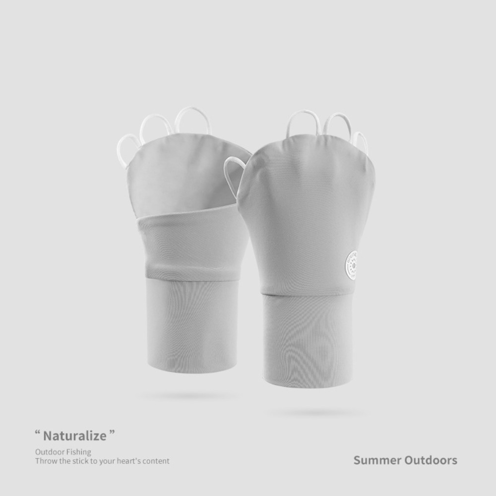 Breathable Anti-UV Touch Screen Ice Silk Fishing Gloves, Palm Hollowed, Highly Elastic Riding Gloves