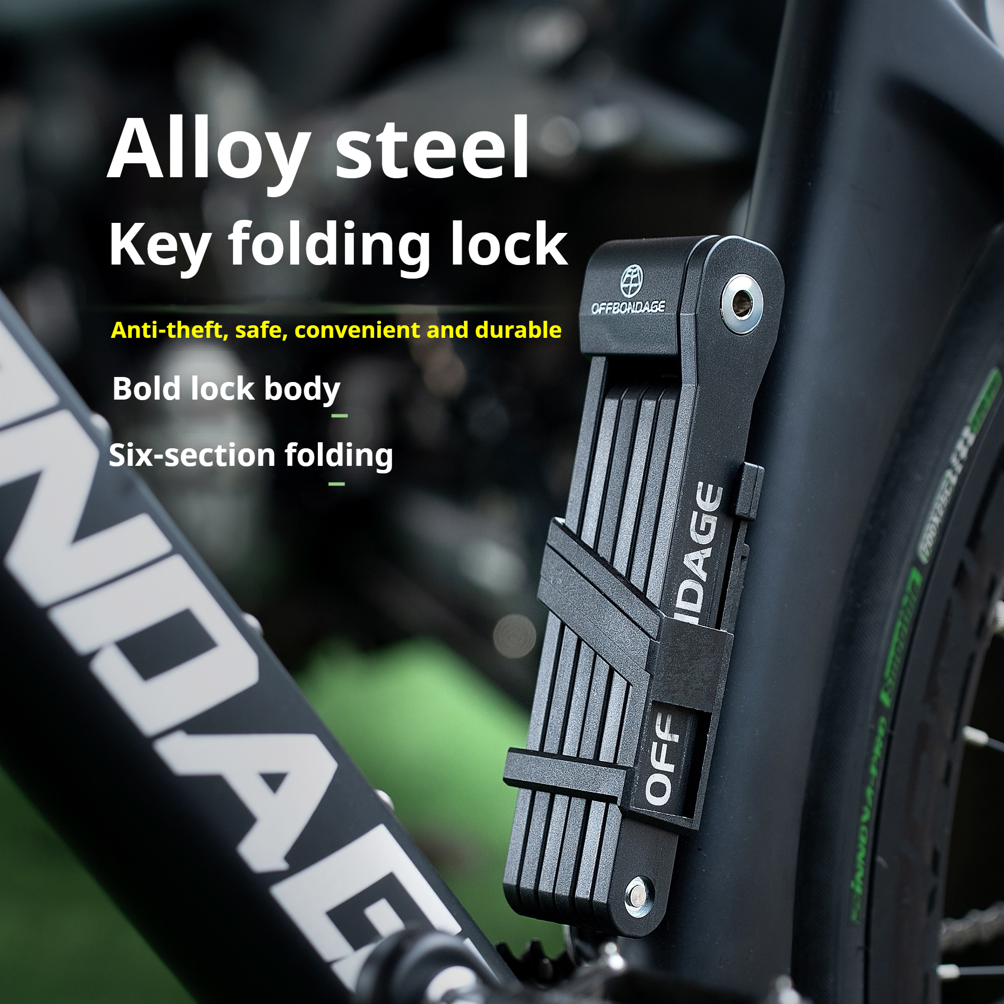 Foldable Bicycle Lock, High Security Anti Theft Bike Lock for MTB, Road, E-Bike, Scooter, Durable Folding Cycle Accessor