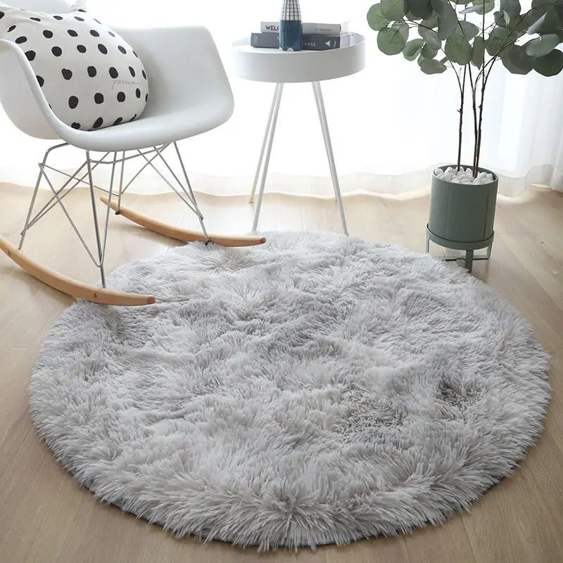 Fluffy Round Plush Rug – Soft Non-Slip Cushion Carpet for Living Room, Bedroom & Kids Space