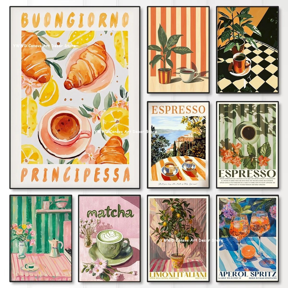 Buongiorno Espresso Wall Art Coffee Canvas Print Kitchen Decor