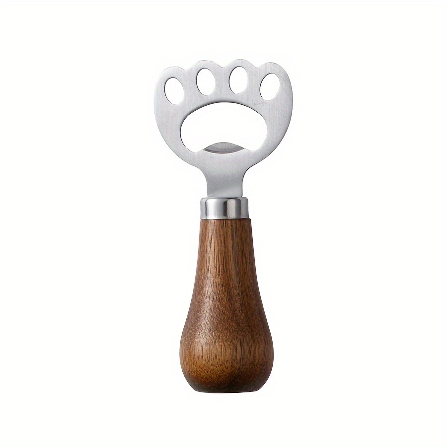 Wood Handle Cat Claw Beer Opener, Durable Stainless Steel Keychain Bottle Opener