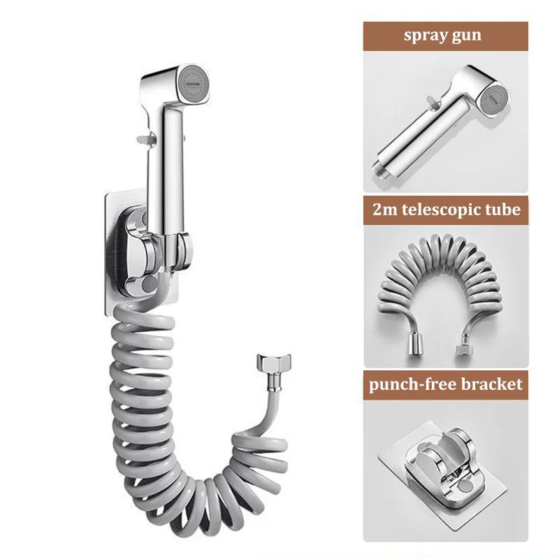 High-Pressure Toilet Spray Gun Kit with 1-in-2-Out Diverter Valve (Handheld Bidet Sprayer)