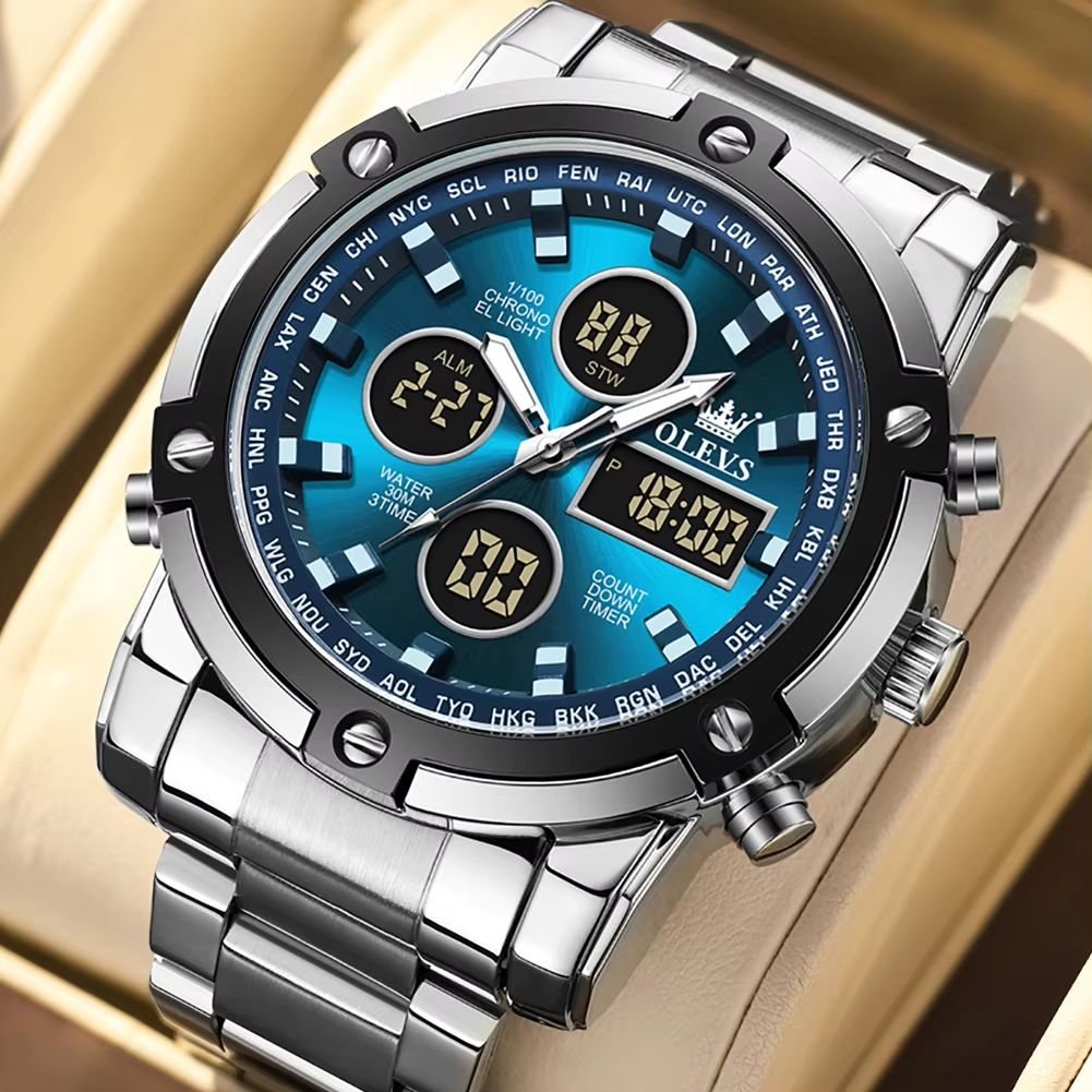 OLEVS Men's Multifunctional Watch – Waterproof Electronic Timepiece with Luminous Display, Alarm & Fashion Dress Design