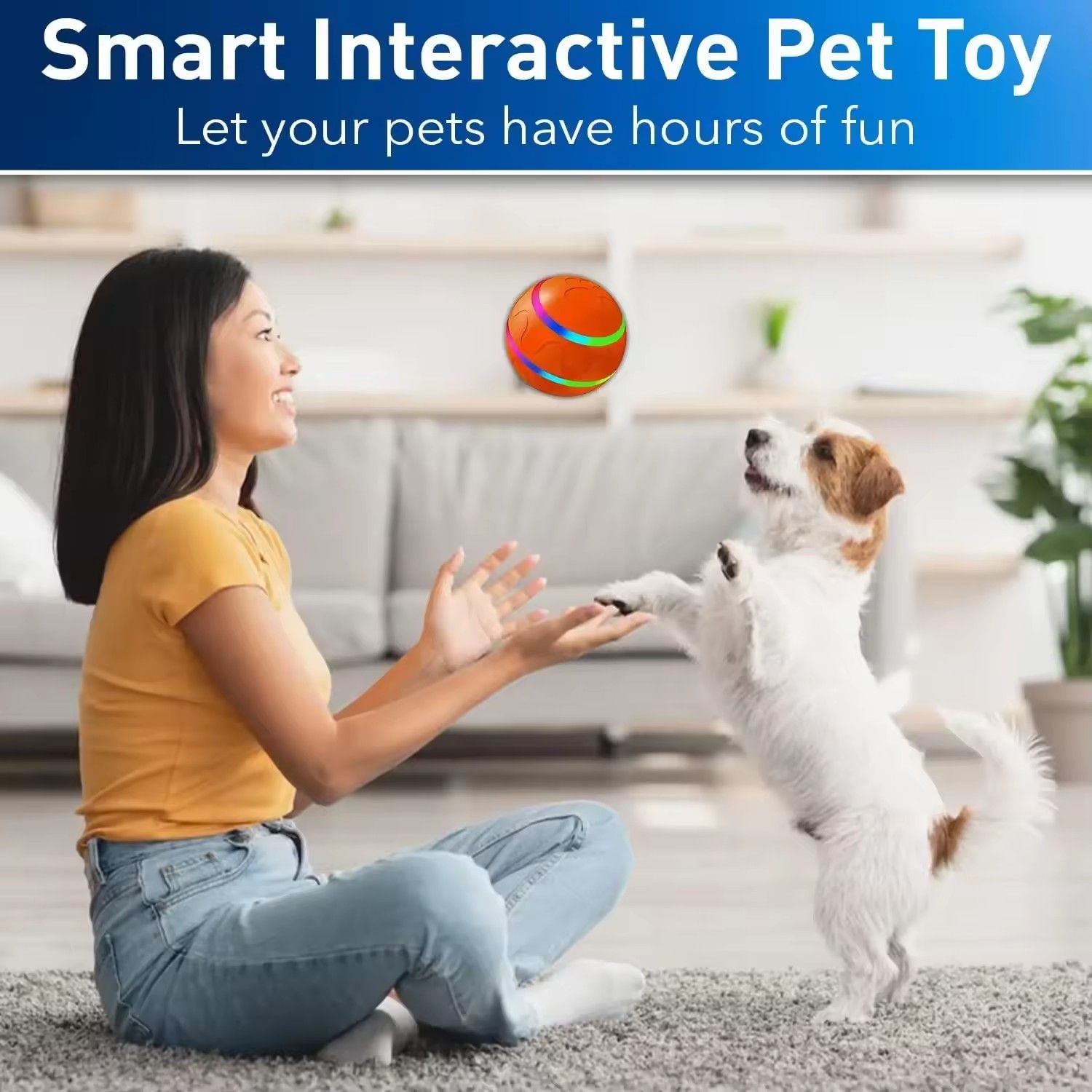 Waterproof Interactive Dog Ball with Remote Control, Rolling and Jumping Play