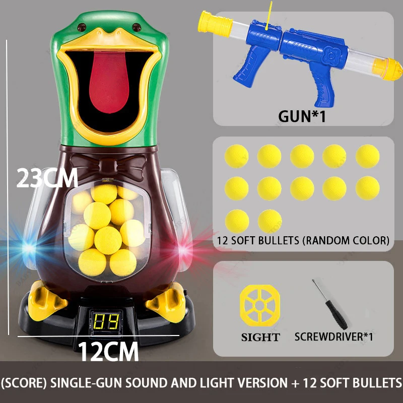 Hungry Duck Foam Balls Electronic Target Practice Toys Air-powered Shooting Duck Battle Game with Light Sound