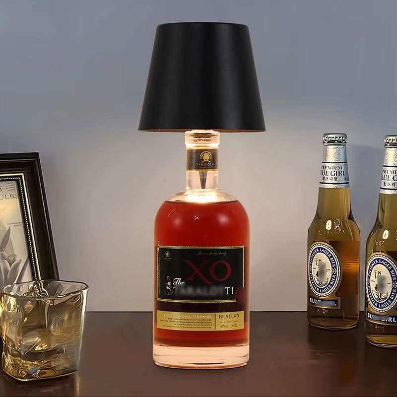 Portable Rechargeable LED Bottle Lamp, Creative RGB Headlight, Dimmable for Bar, Restaurant, Camping Decor