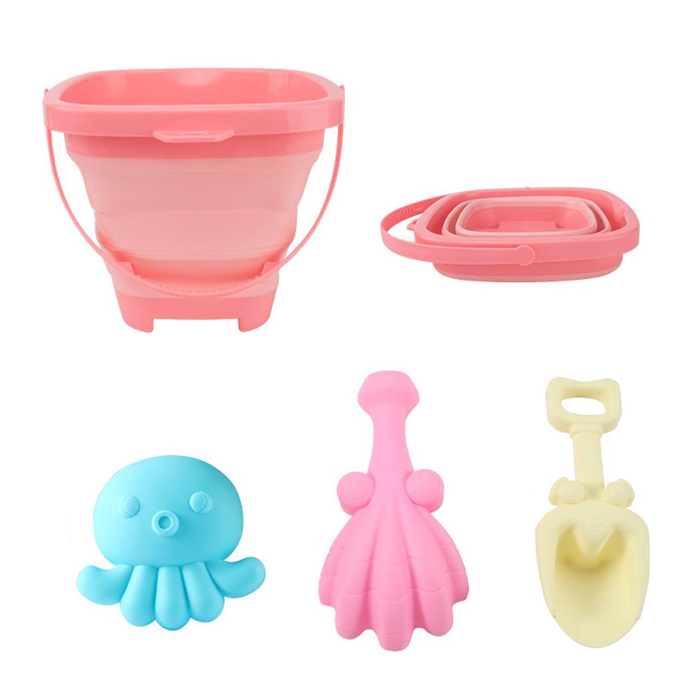 Foldable Kids Beach Bucket Set Travel Sand Toy Kit with Shovel