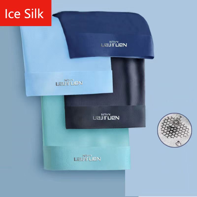 Men Ice Silk Boxer Briefs, Ultra-Breathable, Moisture-Wicking Underwear