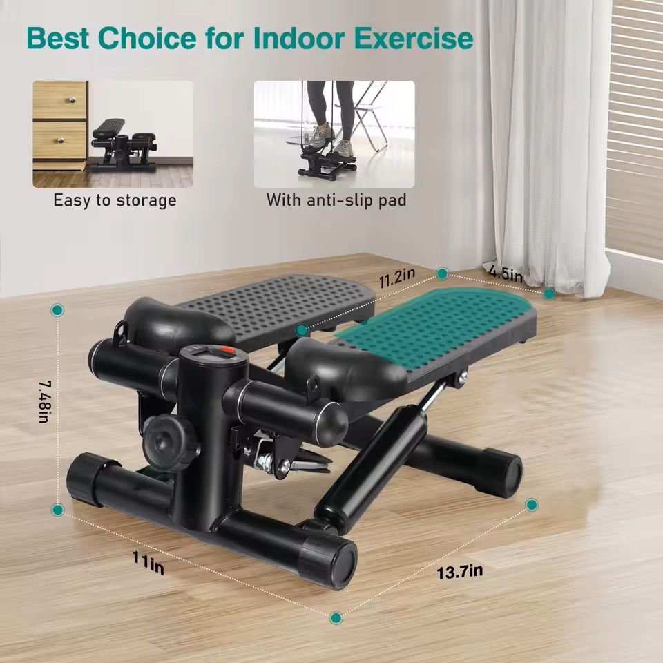 Mini Stepper Pedal Exerciser with LCD Monitor and Resistance Bands