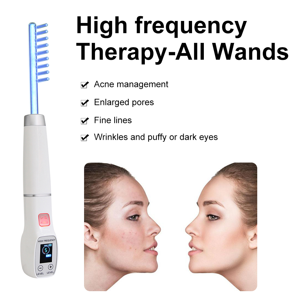 High Frequency Electrode Wand Glass Tube Electrotherapy Acne Spot Remover, Skin Care Facial Therapy