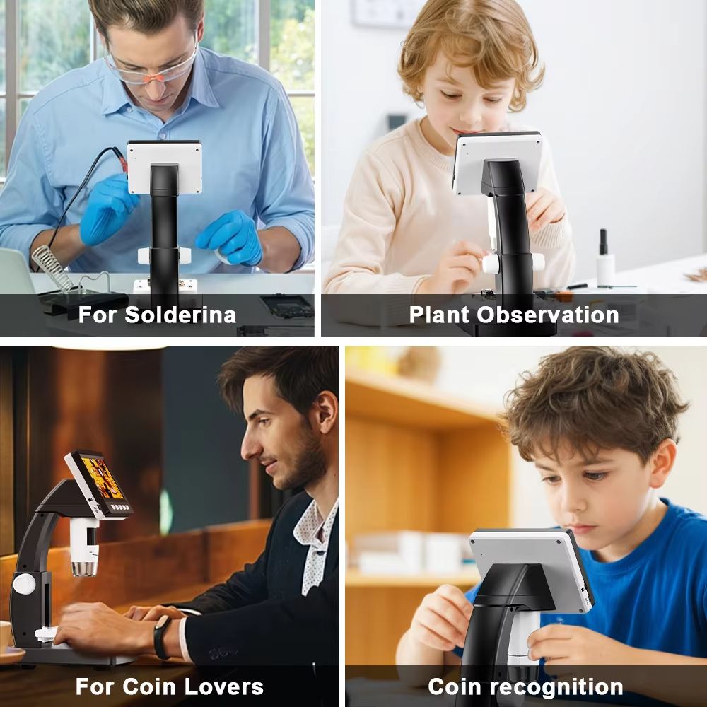 1000X Digital LCD Microscope with Adjustable LED Lighting – USB Magnifier for Coins, Soldering, and Circuit Inspection