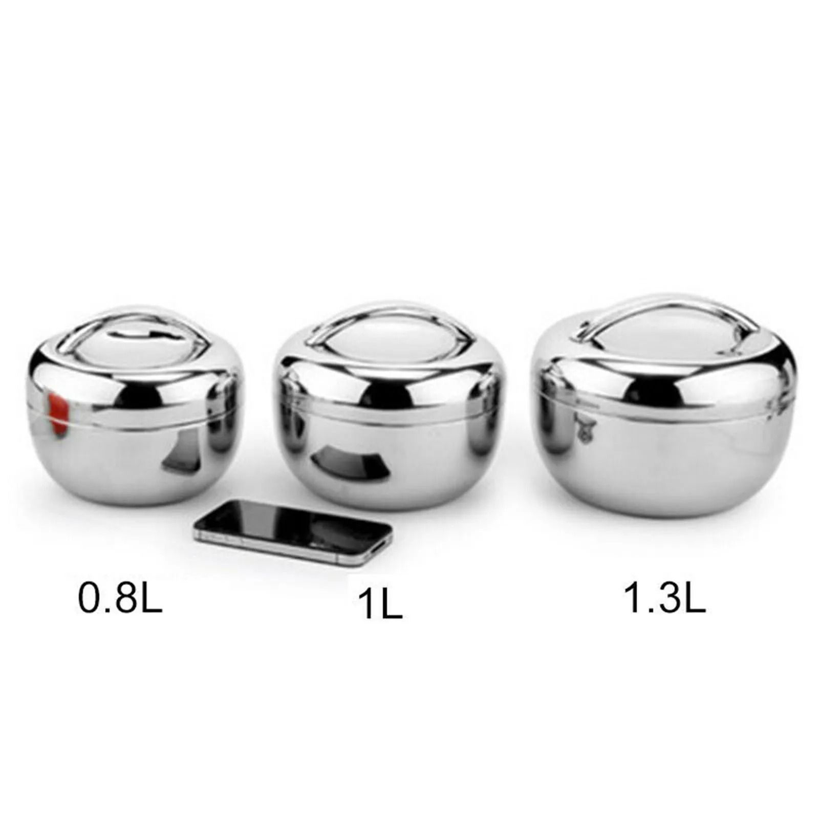 Double Layer Insulated Lunch Bento Box Stainless Steel Hot Food Container Round Noodle Bowl