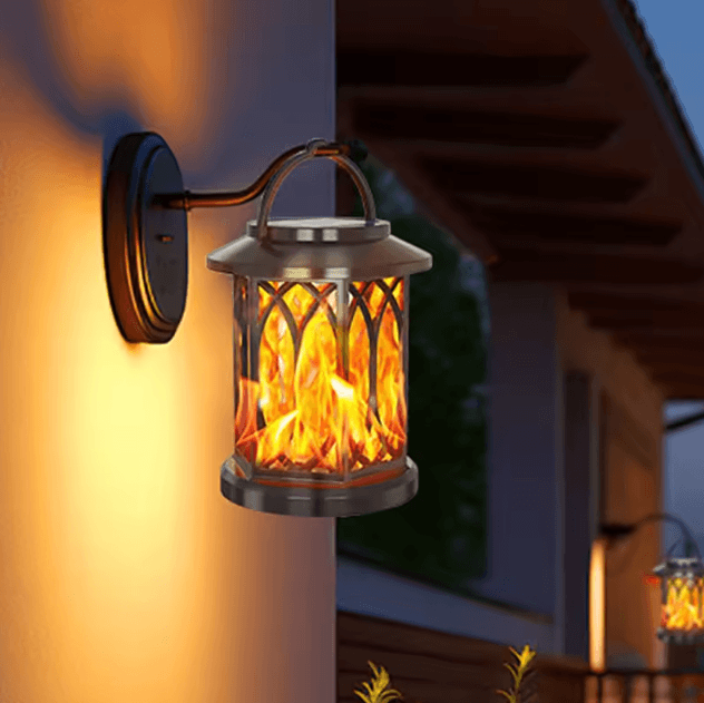 Dancing Flame Solar Lantern Outdoor Solar Flame Lamp Clip Lantern Landscape Pendant Lamp High Power Street Lamp