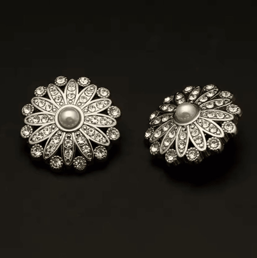 Vintage Pearl Diamond Metal Buttons Set – Elegant DIY Sewing & Clothing Accessories (10pcs)
