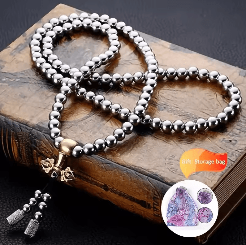 Tactical 8MM Steel Bead Bracelet Necklace – Heavy-Duty EDC Survival Chain (118–128 Beads)