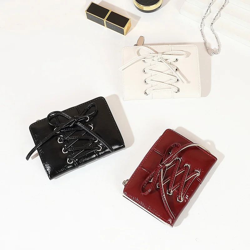 Compact Bow Minimalist Zipper Card Coin Purse – Stylish Short Wallet with Large Capacity