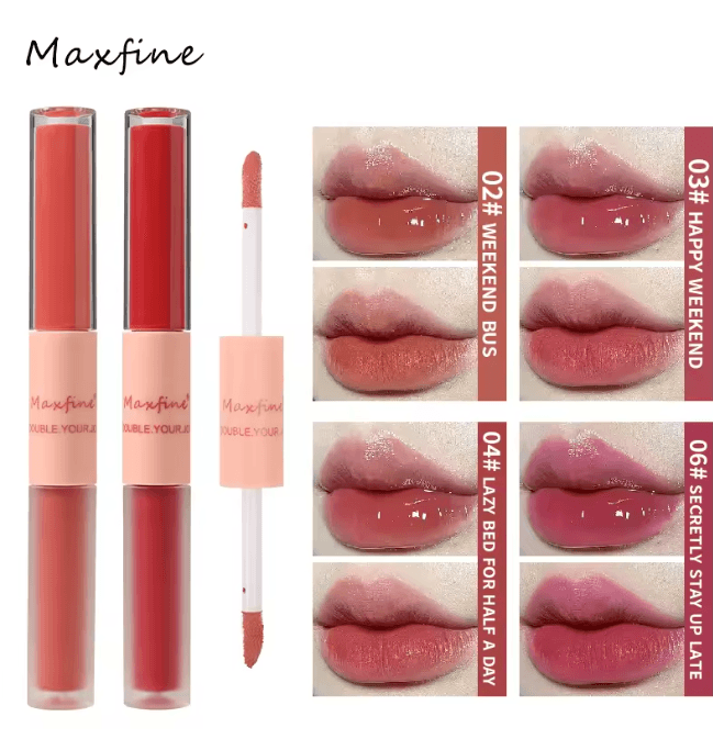 Double End Lip Glaze Gloss and Matte Long Lasting Lip Color