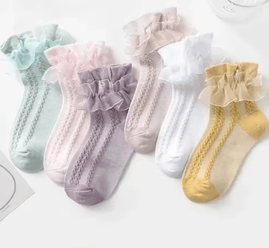 Sweet Lace Ruffle Baby Girls Socks Cotton Crew Dress Style
