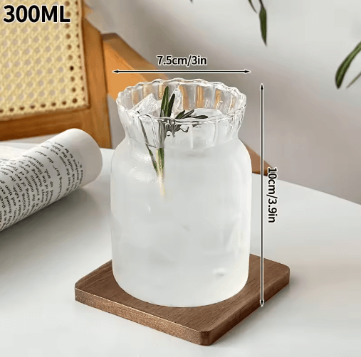 RippleWave Transparent Drinking Glass – Creative Wave Iced Coffee Tumbler