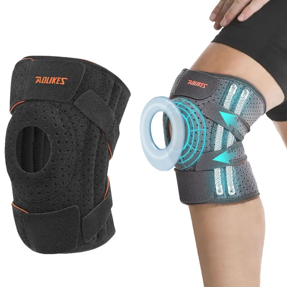 Adjustable Knee Brace with Side Stabilizers and Patella Gel Support