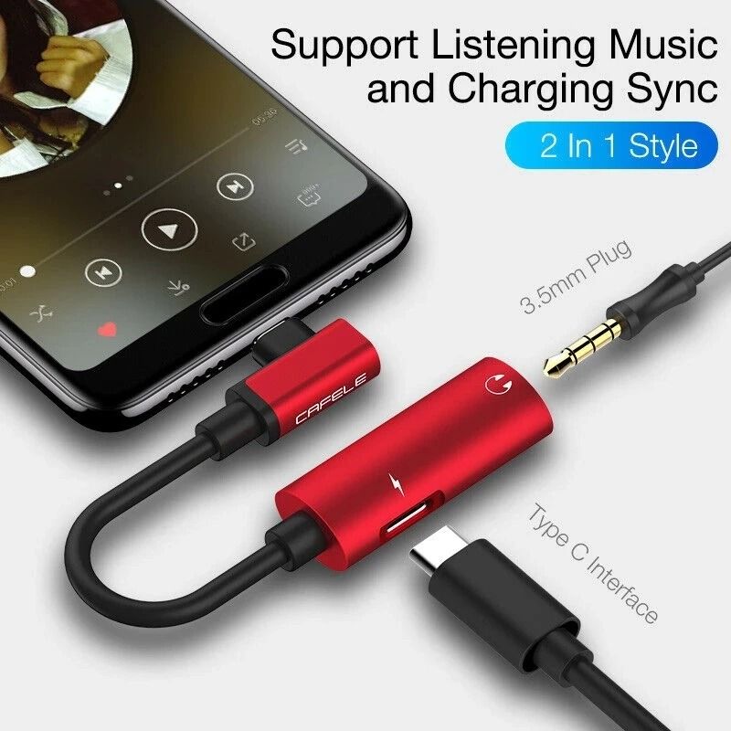 2 in 1 USB C to 3.5mm AUX Adapter Headphone Jack Audio Splitter