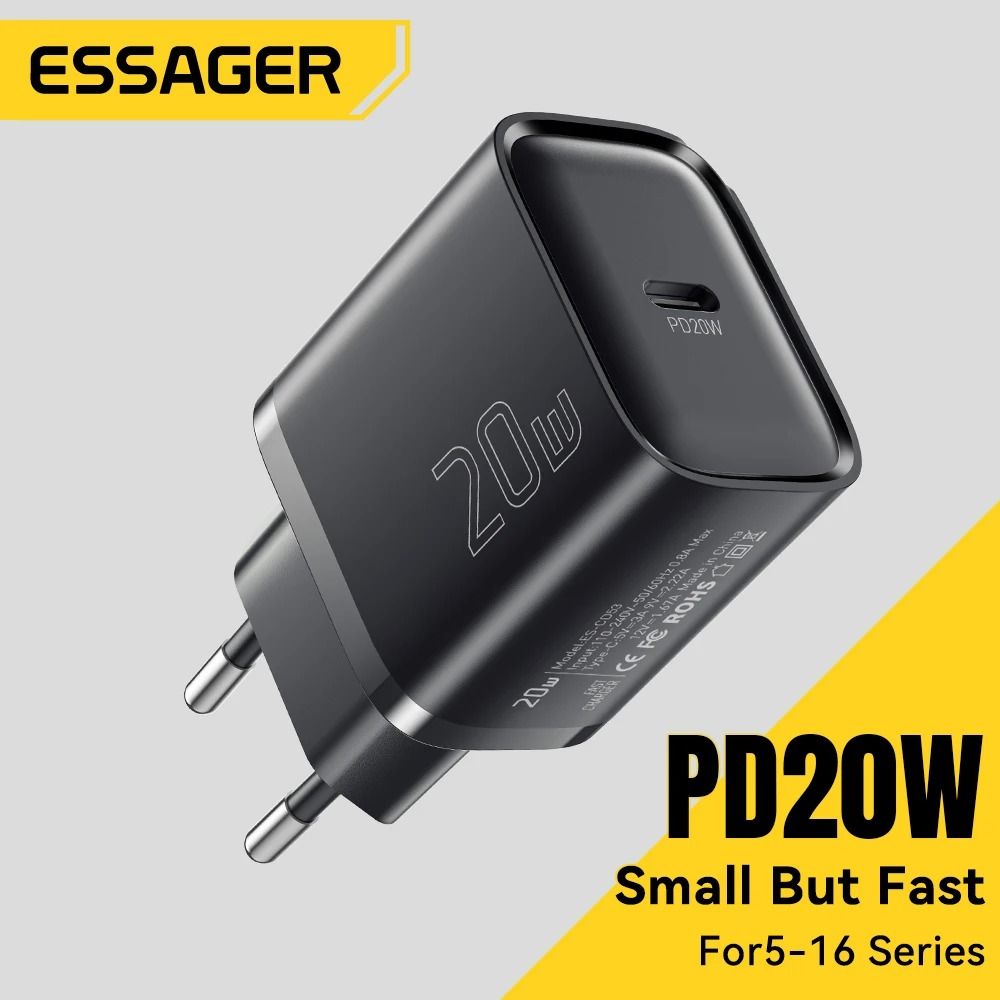Essager Mini 20W USB Type-C PD Fast Charger – Quick Charge 3.0 for iPhone 16, 15, 14 Pro & Samsung