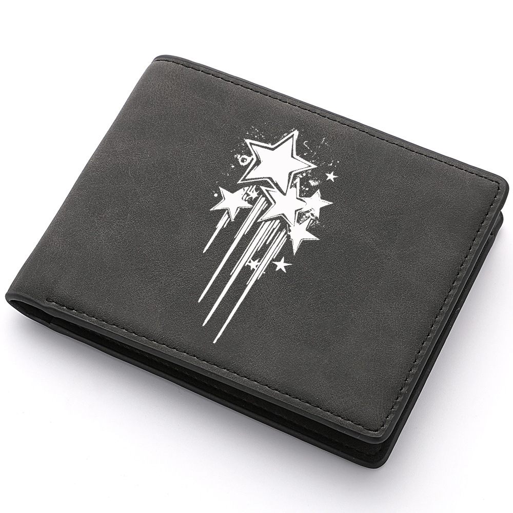 Mens Star Print Wallet High Quality Flat Design