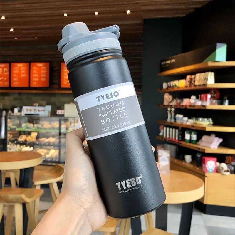 Tyeso Stainless Steel Vacuum Insulated Thermos Bottle – Leakproof Travel Water Bottle with Handle