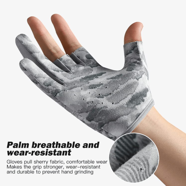 Ice Silk 3-Finger Fishing Gloves Breathable Anti-Slip Sun Protection Gloves for Men