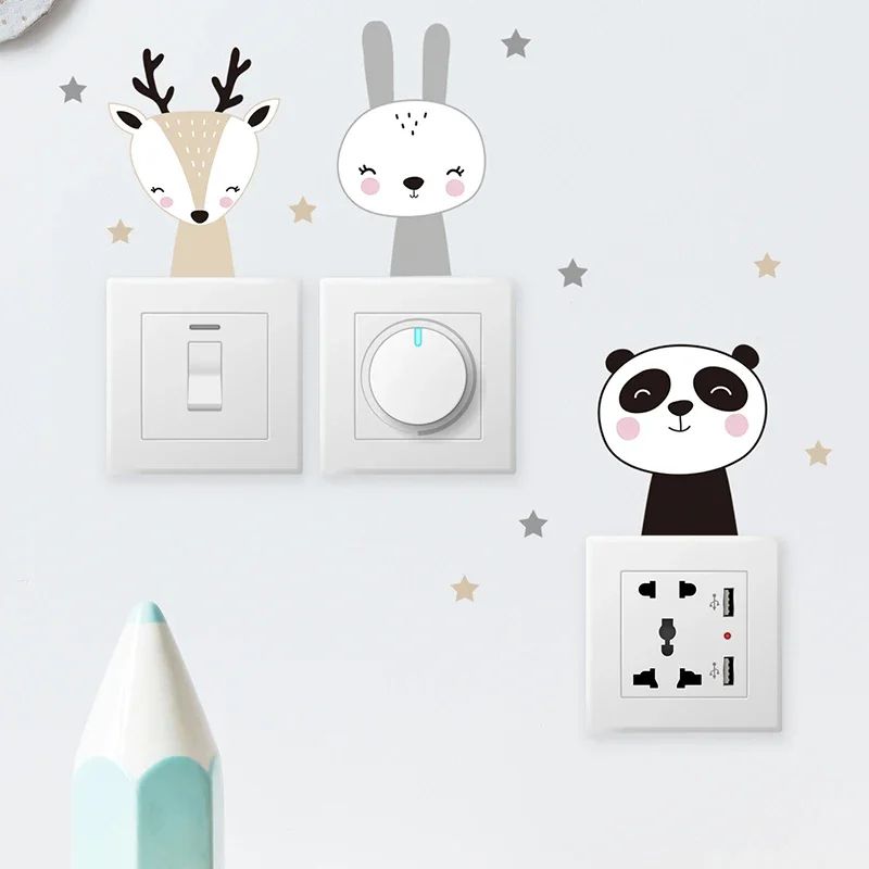 Cute Cartoon Animal Light Switch Wall Stickers Kids Room