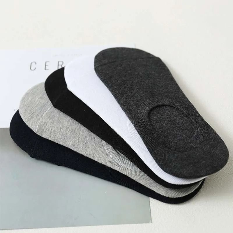 Mens Invisible Cotton Boat Socks 5 Pair Set