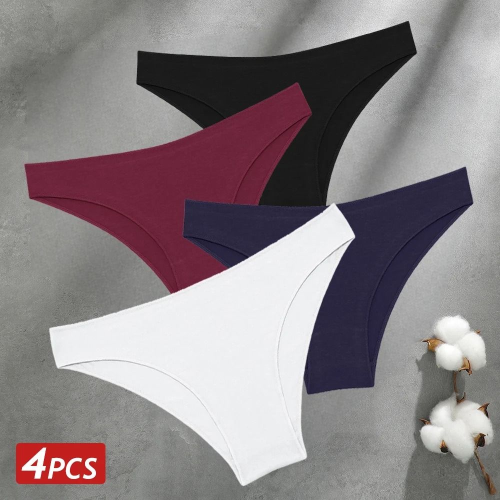 Women Seamless Cotton Panties Set Breathable Low Waist Briefs