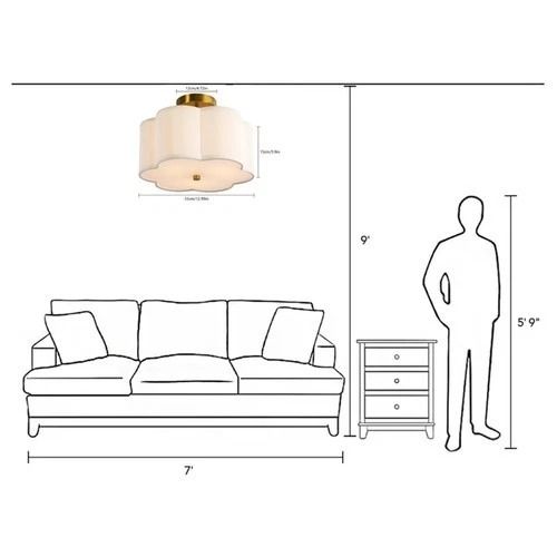 Flush Mount Pendant Lamp, Modern Ceiling Light, Drum Shade Chandelier