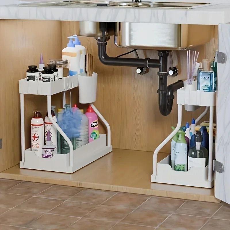Basalt-Glide 2-Tier Organizer | Space-Saving Pull-Out Under-Sink Storage System