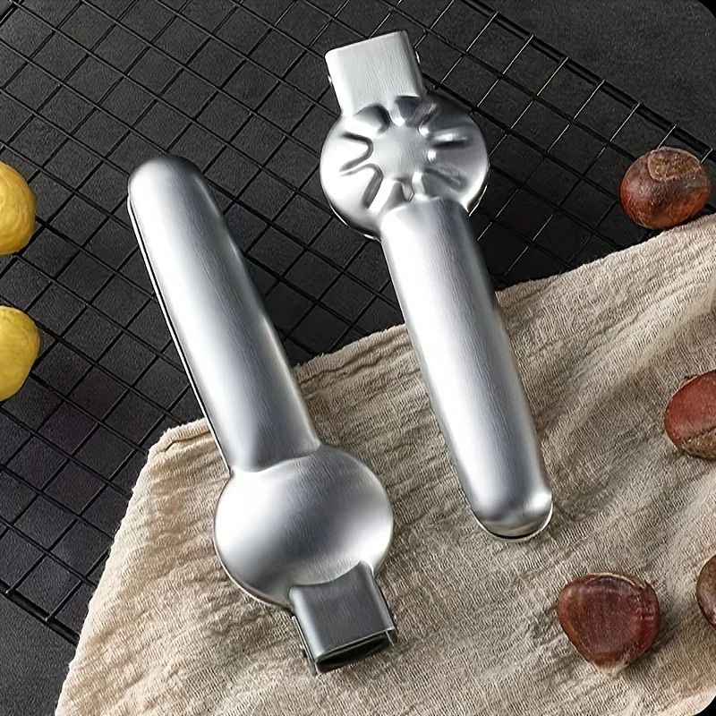 2-in-1 Chestnut & Walnut Opener Tool – Stainless Steel Nut Cracker Clip with Shell Cutter
