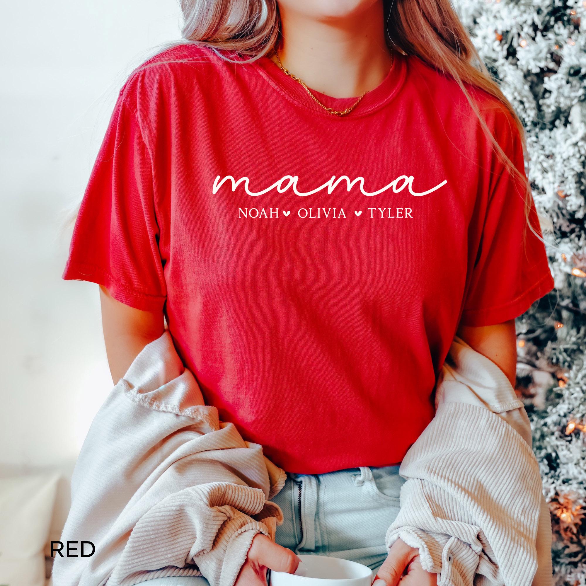 Personalized Mama Shirt With Kids Names, Mama T-Shirt, Mothers Day Gift For Mom Gifts, Mother's Day Gift, Cute Mama Tee