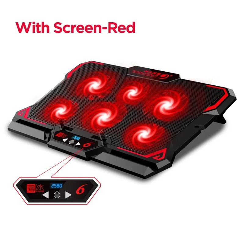 COOLCOLD Gaming Laptop Cooling Pad Six Fan Laptop Cooler Stand with LED Display