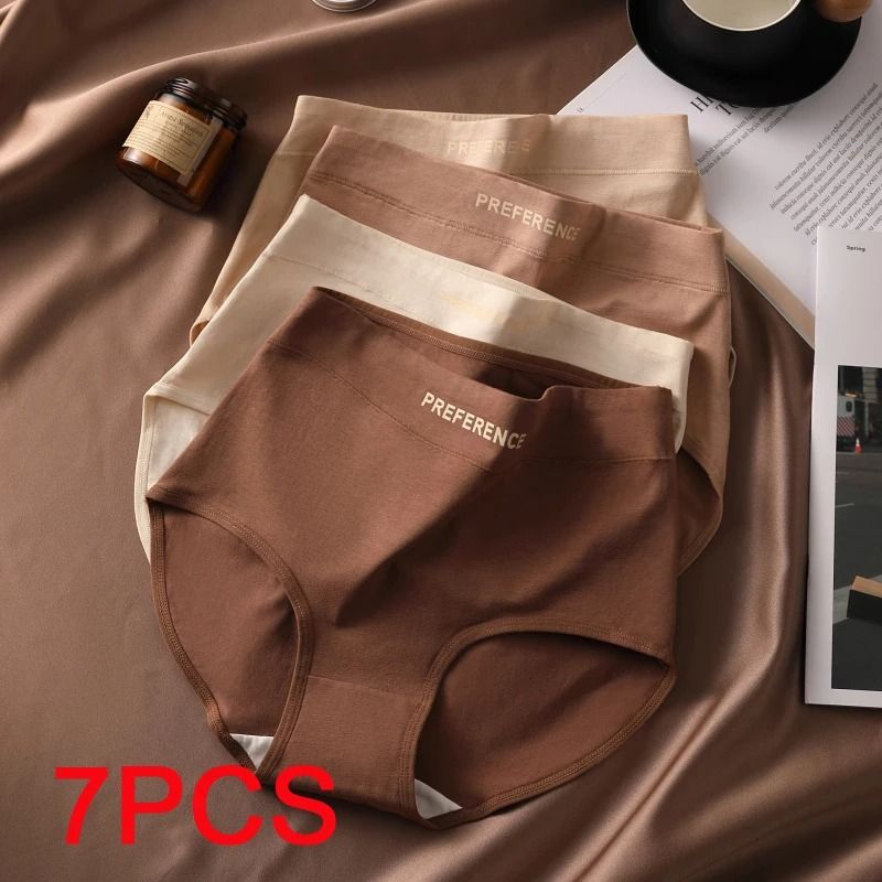 Womens High Waist Cotton Briefs Breathable Comfortable Underwear Seven Piece Set