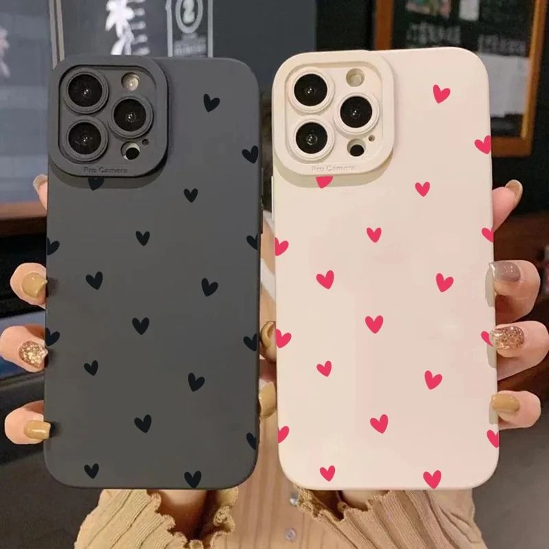 Black Love Heart Shockproof Silicone Phone Case