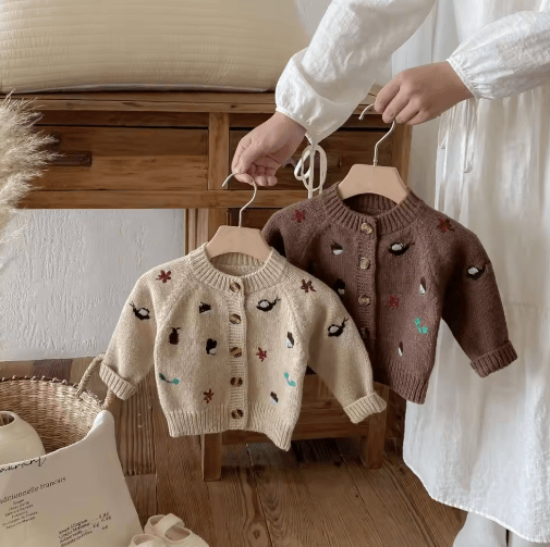 CozyBloom Baby Knitted Cardigan Sweater – Soft Baby Knit Sweater for Boys & Girls